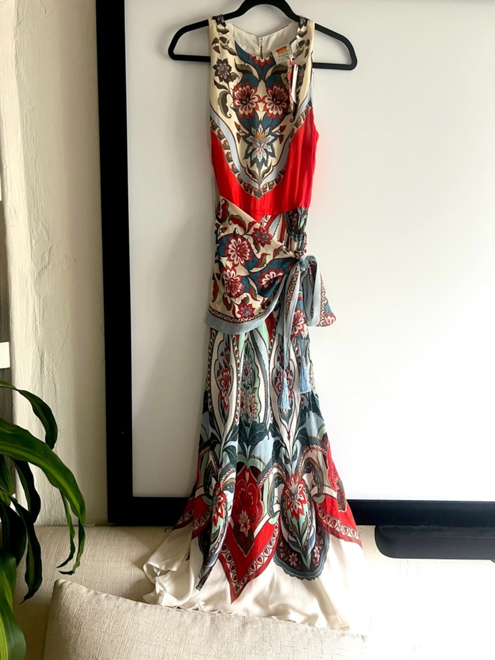 FARM Rio x Anthropologie Tie Scarf Printed Maxi Dress Size Small NWT - Picture 6 of 12